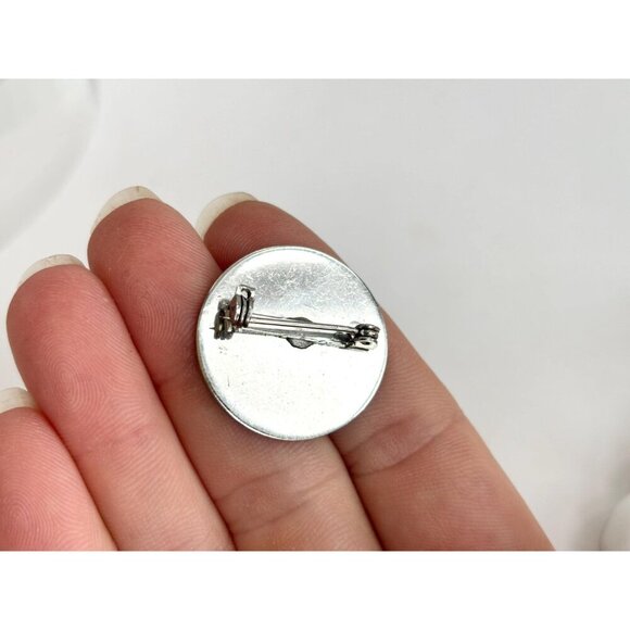 Letter "A" Silver Toned Round Shaped Monogrammed Vintage Brooch Pin - Picture 6 of 6